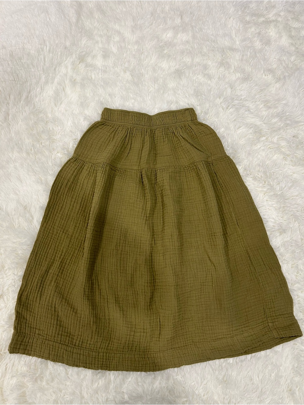 Zara Olive Green Tiered Midi Skirt